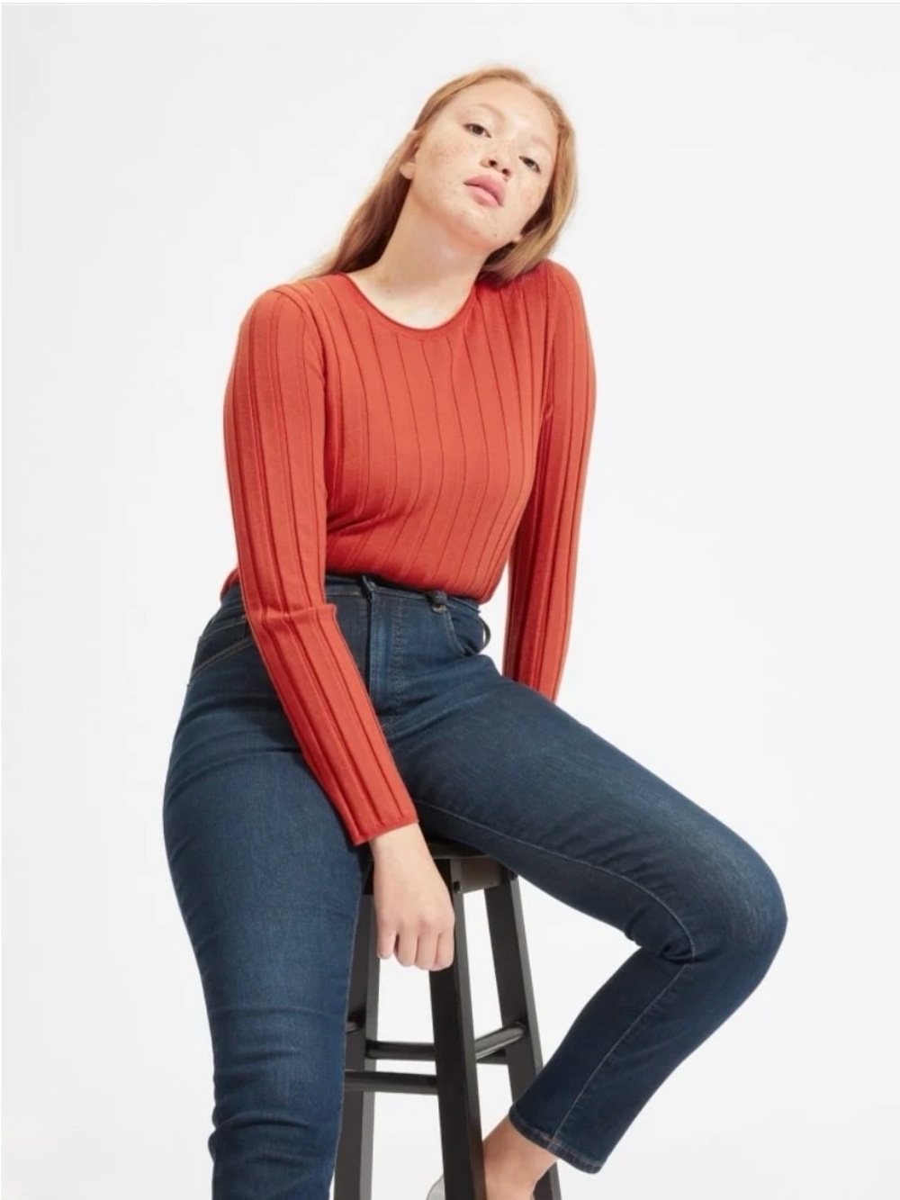 Everlane The Curvy High-Rise Skinny Jean Dark Wash Denim Pants 31 Cropped